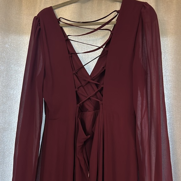 Lulu’s Long Sleeve Chiffon Dress - Picture 3 of 4